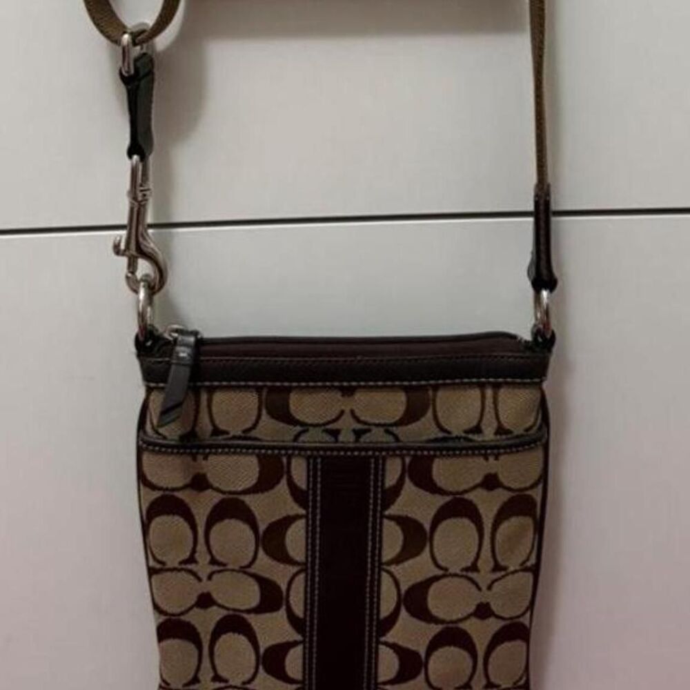 Vintage Y2K Coach Heritage Signature Canvas Striped Swingpack